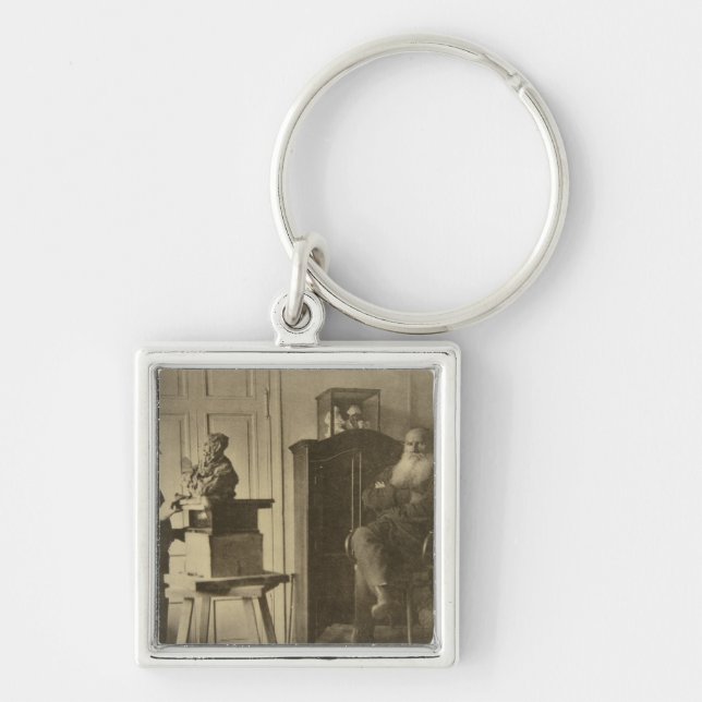 Leo Tolstoy and the sculptor Prince Paolo Keychain (Front)