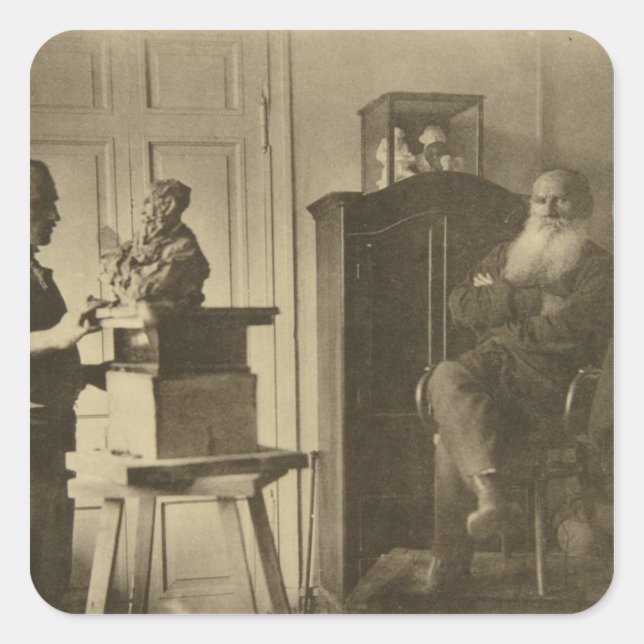 Leo Tolstoy and the sculptor Prince Paolo Square Sticker (Front)