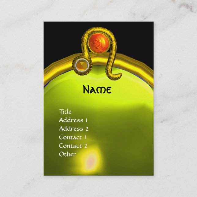 LEO, TOPAZ  MONOGRAM bright  yellow black orange Business Card (Front)