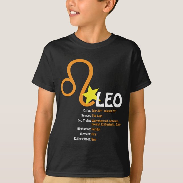 Leo Traits Kids Dark T-Shirt (Front)