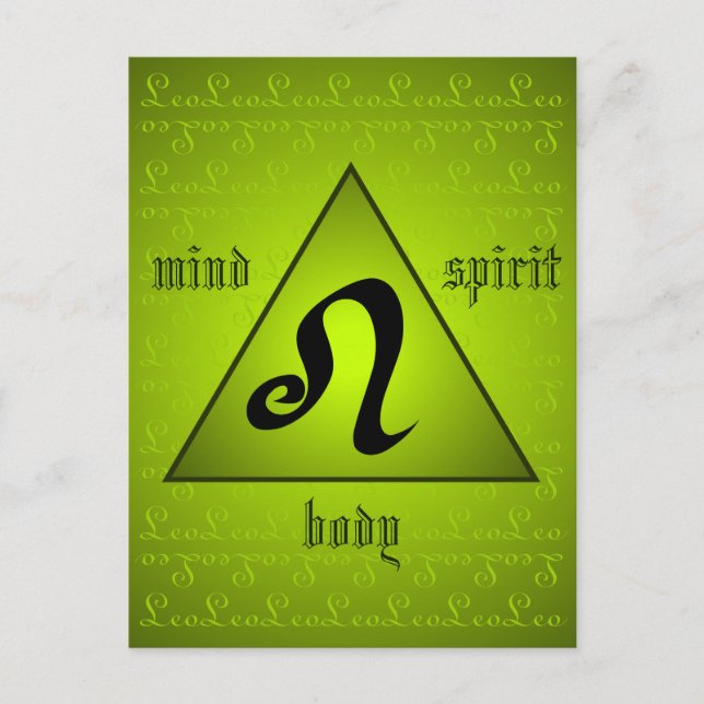 Leo Triangle Mind Body Spirit Holistic Green Postcard (Front)