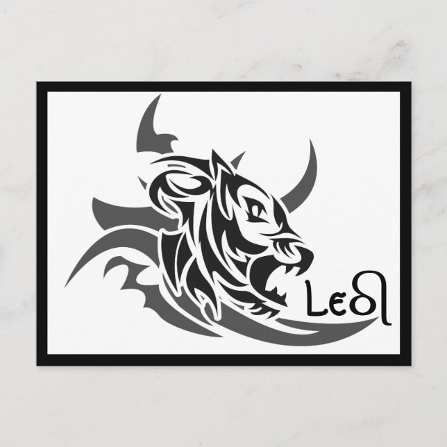Leo Tribal Lion Tattoo Postcard (Front)