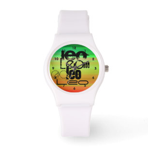 Leo; Vibrant Green, Orange, & Yellow Watch