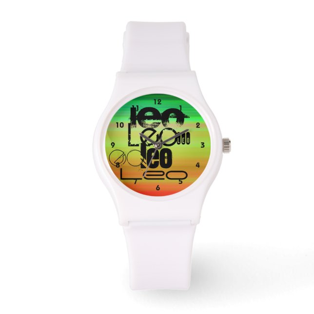 Leo; Vibrant Green, Orange, & Yellow Watch (Front)