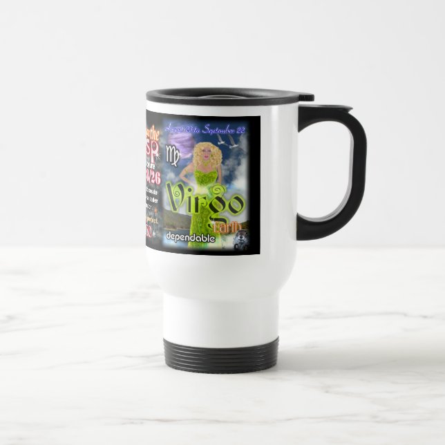 Leo Virgo cusp astrology white travel Travel Mug (Right)