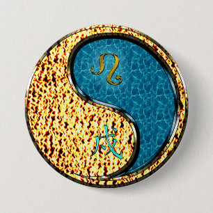 Leo & Water Dog 3 Inch Round Button
