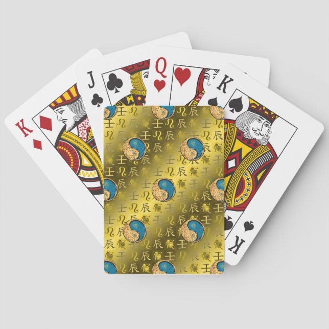 Leo & Water Dragon Playing Cards (Back)
