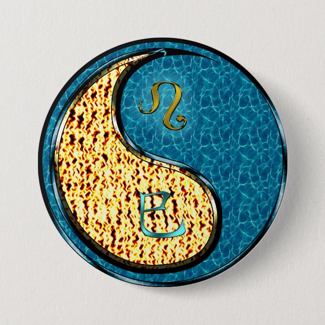 Leo & Water Snake 3 Inch Round Button (Front)