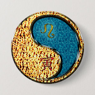 Leo & Water Tiger 3 Inch Round Button