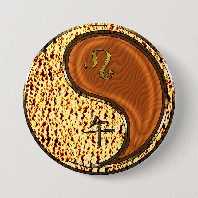 Leo & Wood Horse 3 Inch Round Button (Front)