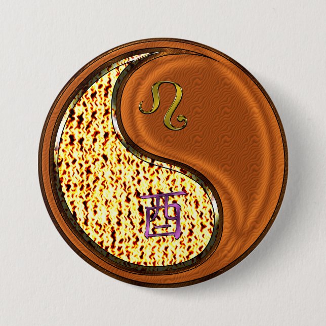Leo & Wood Rooster 3 Inch Round Button (Front)