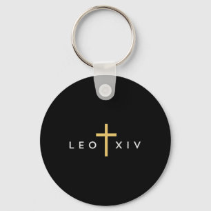 Leo Xiv Pope Cross Thin Christian Faith Jesus Mini Keychain