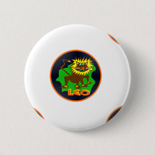 leo zodiac 2 inch round button
