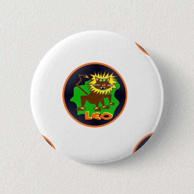 leo zodiac 2 inch round button (Front)