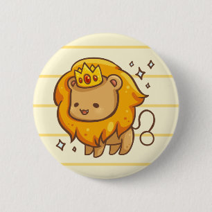 Leo Zodiac Animal Button