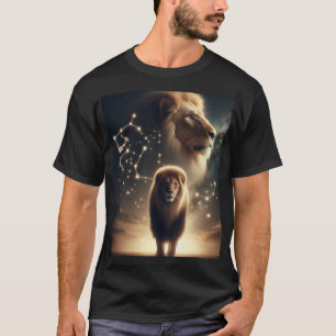 Leo Zodiac Art - Majestic Lion and Constellation. T-Shirt