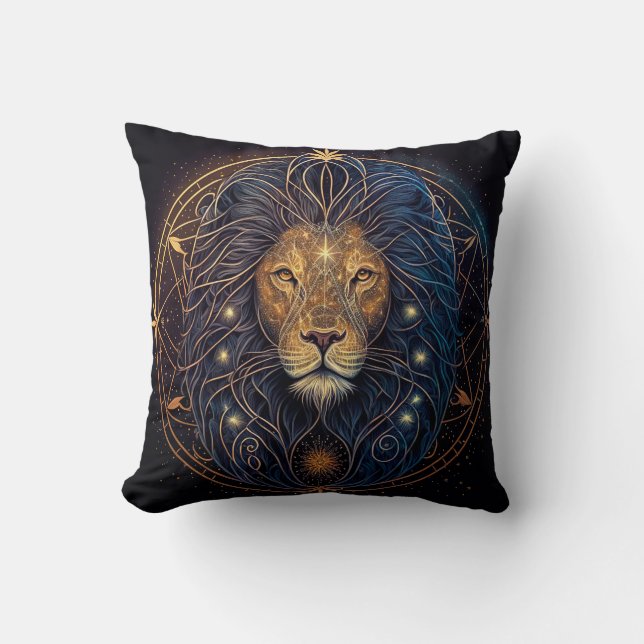 Leo Zodiac Astrological Throw Pillow (Front)