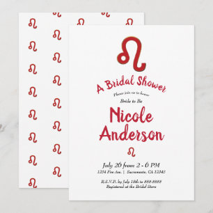LEO Zodiac Astrology July August Bridal Shower  Invitation