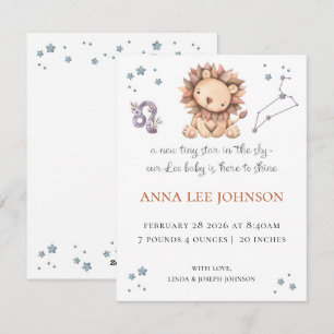 Leo Zodiac Birth Announcement
