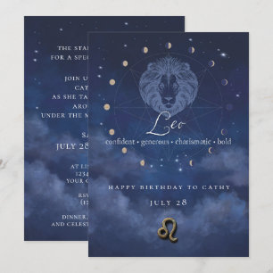 Leo Zodiac Birthday Invitation