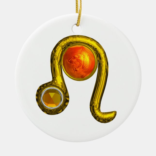 LEO ZODIAC BIRTHDAY JEWEL YELLOW TOPAZ Gold Ceramic Ornament (Front)