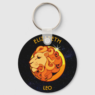 Leo Zodiac Birthday Sign With Your Custom Name Keychain