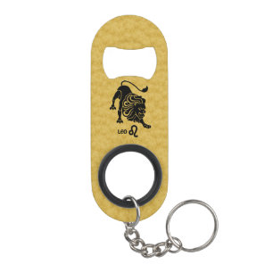 Leo Zodiac Black Gold Key-ring Bottle opener Keychain Bottle Opener