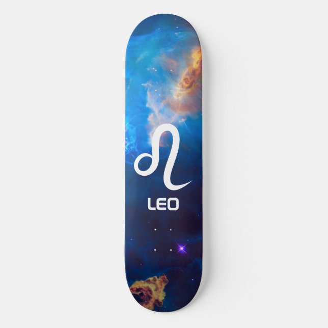 Leo Zodiac Blue Skateboard (Front)