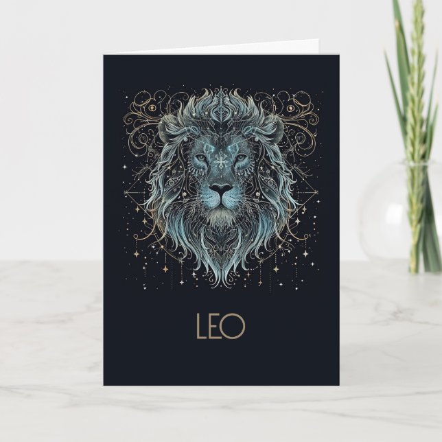 Leo Zodiac Constellation Blank Folded Card (Front)