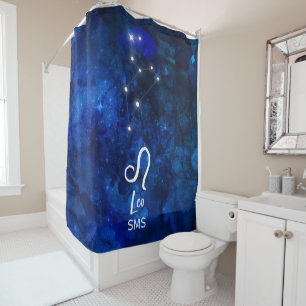 Leo Zodiac Constellation Dark Blue Galaxy Monogram