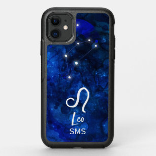 Leo Zodiac Constellation Dark Blue Galaxy Monogram OtterBox Symmetry iPhone 11 Case