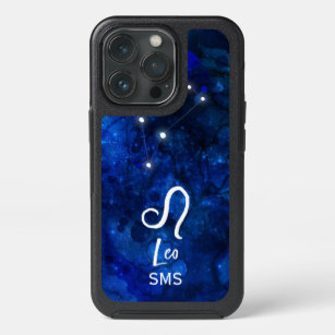Leo Zodiac Constellation Dark Blue Galaxy Monogram