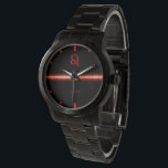 Leo Zodiac Cool Red Fire Light Line Custom Name Watch<br><div class="desc">A cool and stunning zodiac sign design featuring a red light line on black background with the Leo zodiac sign on it.
Easily customize this watch to your name!
- designed with ❤ by Zaubershirts -</div>
