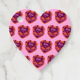 Leo Zodiac Coquette Heart Birthday Cake Favour Tags