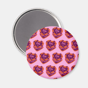 Leo Zodiac Coquette Heart Birthday Cake Magnet