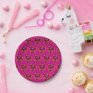 Leo Zodiac Coquette Heart Birthday Cake Paper Plate
