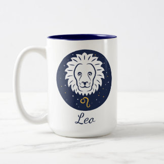 Leo Zodiac Design Blue and White Two-Tone Mug 15 o