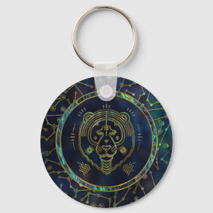 Leo Zodiac Gold Abalone on Constellation Keychain