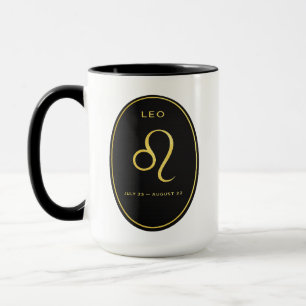 Leo Zodiac Gold Oval Emblem Mug Luxury Astrology