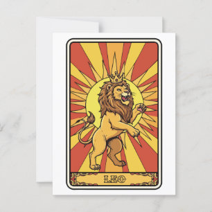 Leo Zodiac Illustration Tarot Style Postcard