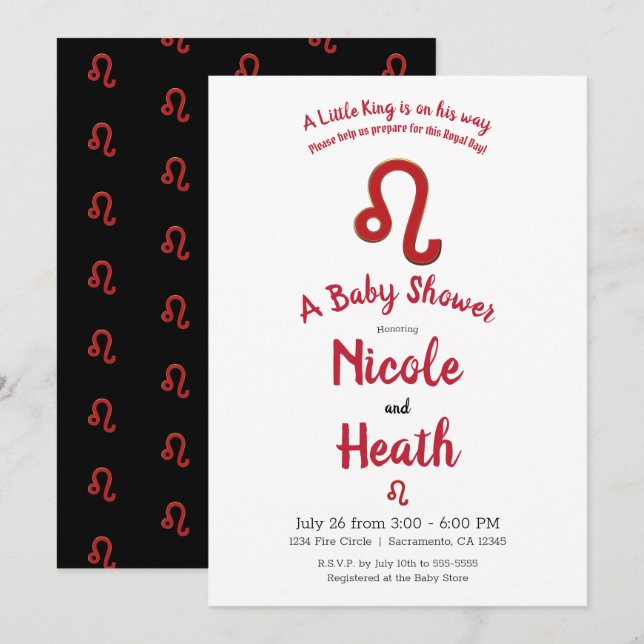 LEO Zodiac July August Astrology Baby Shower  Invitation (Front/Back)