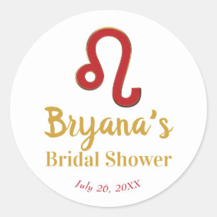 LEO Zodiac July August Astrology Bridal Shower Classic Round Sticker