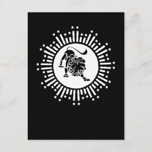 Leo Zodiac Lion Symbol with Stars Black and White  Holiday Postcard