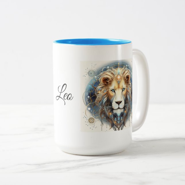 Leo Zodiac Mug, 15 oz Two-Tone Coffee Mug (Front Right)