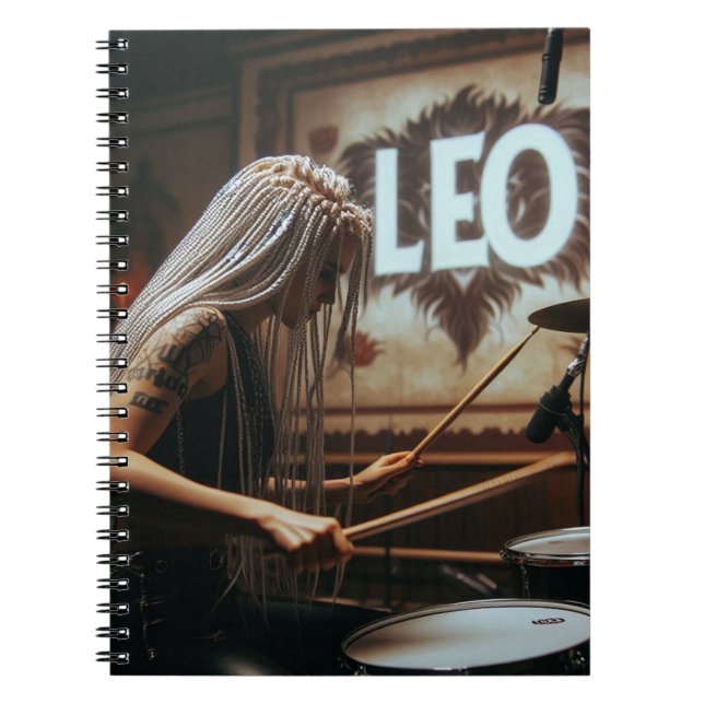 Leo Zodiac Musician Drums Notebook (Front)