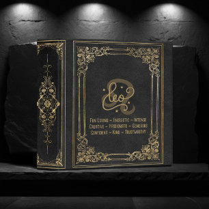 Leo Zodiac   Ornamental Black and Gold Album Binder