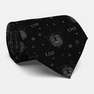 Leo Zodiac Pattern in Black and White Tie