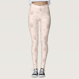Leo Zodiac Pattern in Brown and Burgundy Leggings