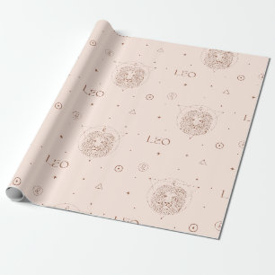 Leo Zodiac Pattern in Brown and Burgundy Wrapping Paper