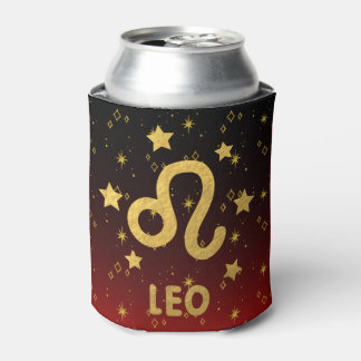 Leo Zodiac Red and Black Can Cooler